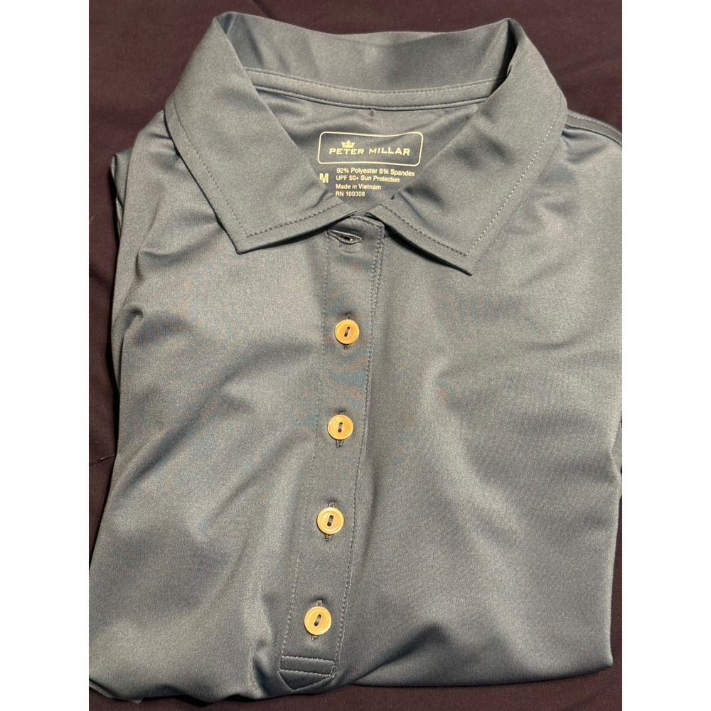 Peter Millar Womens Blue Performance Golf Polo Shirt LF18EK00 Short Sleeve M